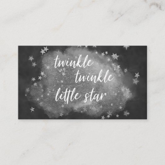 Twinkle Little Star | Monochrome grijze cadeau Informatiekaartje (Voorkant)