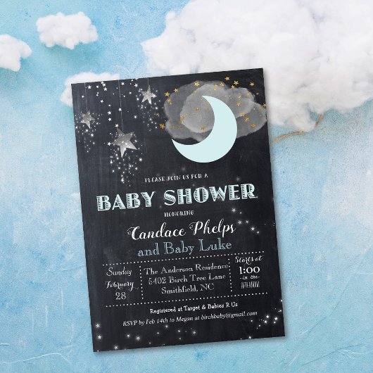 Twinkle Little Star Moon Baby shower Invitation Kaart