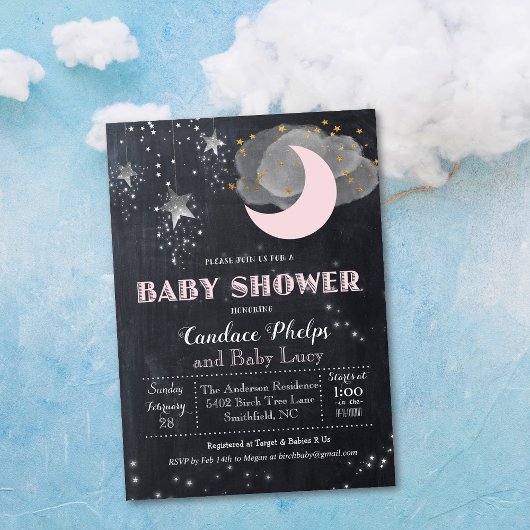 Twinkle Little Star Moon Baby shower Invitation Kaart