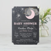 Twinkle Little Star Moon Baby shower Invitation Kaart (Staand voorkant)