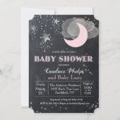 Twinkle Little Star Moon Baby shower Invitation Kaart (Voorkant)