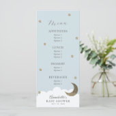 Twinkle Little Star Moon Blue Baby shower Menu (Staand voorkant)