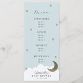Twinkle Little Star Moon Blue Baby shower Menu (Voorkant)