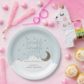 Twinkle Little Star Moon Blue Baby shower Papieren Bordje (Feest)
