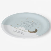 Twinkle Little Star Moon Blue Baby shower Papieren Bordje (Gekanteld)