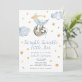 Twinkle Little Star Moon Blue Boy Baby shower Kaart (Staand voorkant)