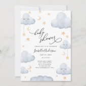 Twinkle Little Star Moon Blue Yellow Baby shower Kaart (Voorkant)
