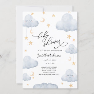 Twinkle Little Star Moon Blue Yellow Baby shower Kaart
