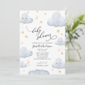 Twinkle Little Star Moon Blue Yellow Baby shower Kaart (Staand voorkant)