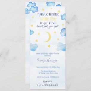 Twinkle Little Star Moon Clouds Sky Baby shower Kaart