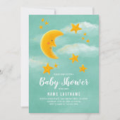 Twinkle Little Star Moon Cute Baby shower Invitati Kaart (Voorkant)