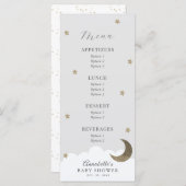 Twinkle Little Star Moon Grey Baby shower Menu (Voorkant / Achterkant)