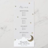 Twinkle Little Star Moon Grey Baby shower Menu (Voorkant)