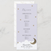 Twinkle Little Star Moon Lila Baby shower Menu (Voorkant / Achterkant)