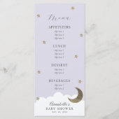 Twinkle Little Star Moon Lila Baby shower Menu (Voorkant)