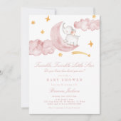 Twinkle Little Star Moon Pink Girl Baby shower Kaart (Voorkant)