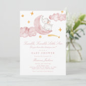 Twinkle Little Star Moon Pink Girl Baby shower Kaart (Staand voorkant)