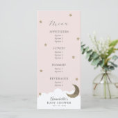 Twinkle Little Star Moon Roze Baby shower Menu (Staand voorkant)