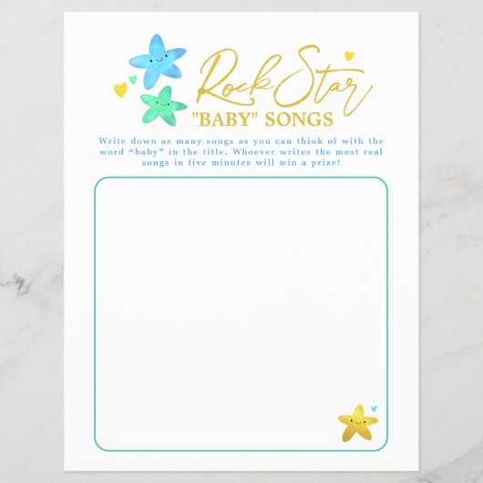 Twinkle Little Star Music Party Game Baby shower Flyer (Voorkant)
