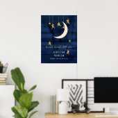 Twinkle Little Star Navy Baby Nursery Birth Stats Poster (Thuiskantoor)