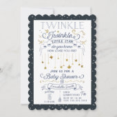 Twinkle Little Star Navy Baby Shower Invitations Kaart (Voorkant)