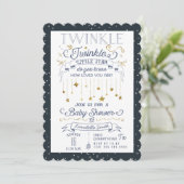 Twinkle Little Star Navy Baby Shower Invitations Kaart (Staand voorkant)