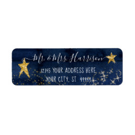 Twinkle Little Star Navy Blauw Goud Retouradres Etiket
