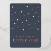 Twinkle Little Star Navy Blue Boy Baby shower Folie Uitnodiging (Voorkant)