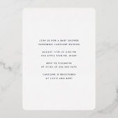 Twinkle Little Star Navy Blue Boy Baby shower Folie Uitnodiging (Achterkant)