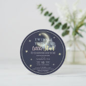 Twinkle Little Star Navy Blue Circle Baby shower Kaart (Staand voorkant)