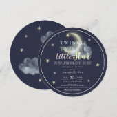 Twinkle Little Star Navy Blue Circle Baby shower Kaart (Voorkant / Achterkant)