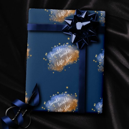 Twinkle Little Star | Navy Blue Copper Gold Dust Cadeaupapier