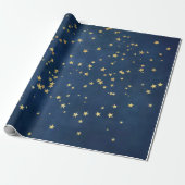 Twinkle Little Star | Navy Blue Copper Gold Dust Cadeaupapier (Uitgerold)