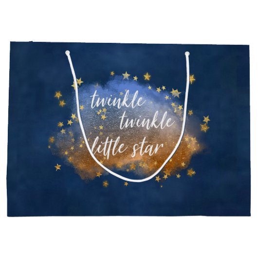 Twinkle Little Star | Navy Blue Copper Gold Dust Groot Cadeauzakje (Achterkant)