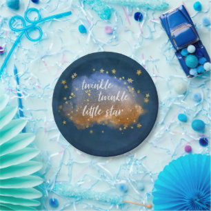 Twinkle Little Star   Navy Blue Copper Gold Dust Papieren Bordje