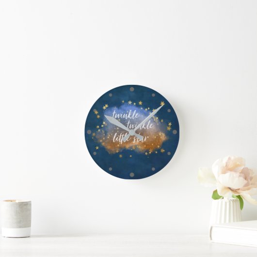 Twinkle Little Star | Navy Blue Copper Gold Dust Ronde Klok (Huis)