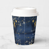 Twinkle Little Star Navy Blue Gold Boy Baby shower Papieren Bekers (Rechts)