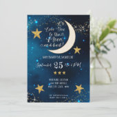 Twinkle Little Star Navy Blue Moon Boy Baby shower Kaart (Staand voorkant)
