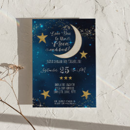 Twinkle Little Star Navy Blue Moon Boy Baby shower Kaart