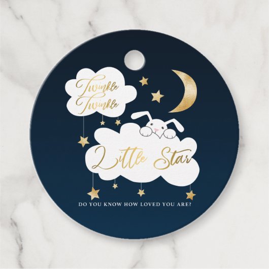 Twinkle Little Star Navy Bunny Bedankjes Labels (Voorkant)