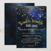 Twinkle Little Star Navy Gold Baby shower Digitaal Kaart (Voorkant / Achterkant)