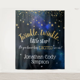Twinkle Little Star Navy Gold Galaxy Baby shower Wandkleed