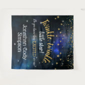 Twinkle Little Star Navy Goud Galaxy Baby Shower Wandkleed (Voorkant (horizontaal))