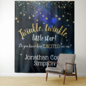 Twinkle Little Star Navy Goud Galaxy Baby Shower Wandkleed (In situ)