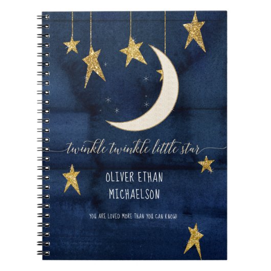 Twinkle Little Star Navy Guest Book Baby shower Notitieboek (Voorkant)