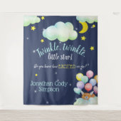 Twinkle Little Star Navy Woodland Fox Baby shower Wandkleed (Voorkant)