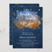 Twinkle Little Star | Neutraal blauw koper en goud Kaart (Voorkant / Achterkant)