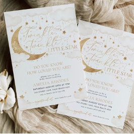 Twinkle Little Star Neutral Baby shower Invitation Kaart