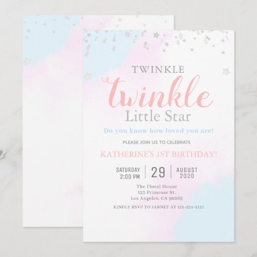Twinkle Little Star Neutral Girl & Boy Verjaardag Kaart (Voorkant / Achterkant)