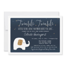 Twinkle Little Star Olifant Baby shower Invite